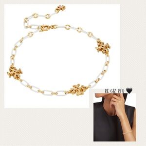 🆕Tory Burch Authentic Roxanne 18KGoldPlated & Ivory Acrylic Logo Chain Bracelet